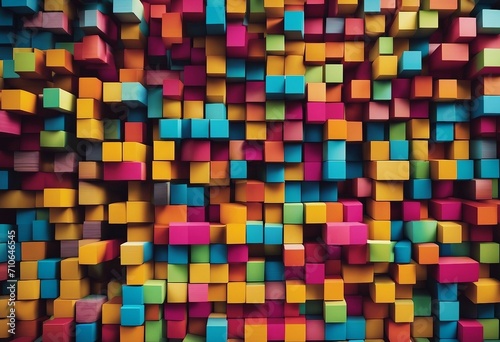 Spectrum of stacked multi-colored wooden blocks Background or cover for something creative diverse e