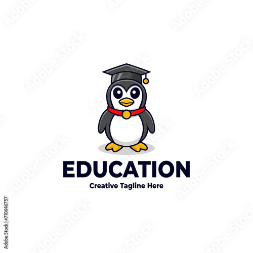 This penguin educational logo is suitable as a logo for children's tutoring services, a logo for reading places and others related to education