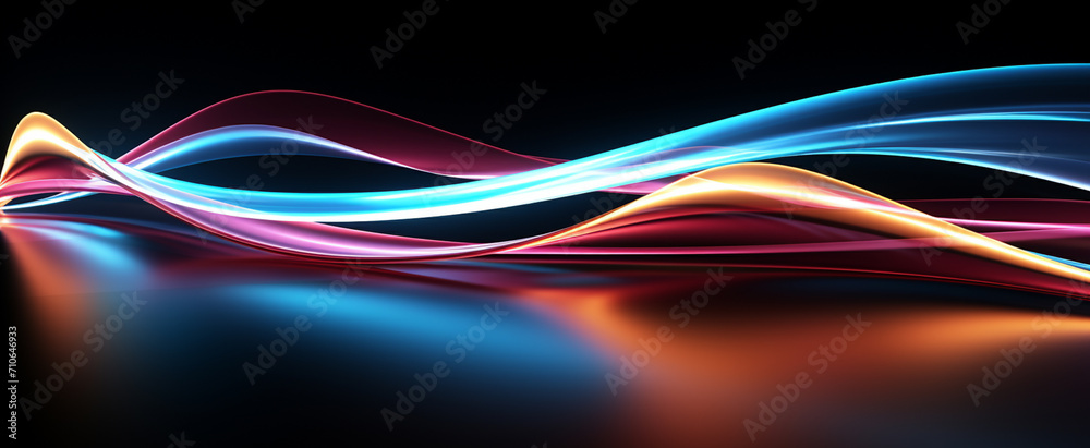 3D glowing pink blue neon lines on Black background High quality photo 3D glowing pink blue neon lines on Black background High quality photo