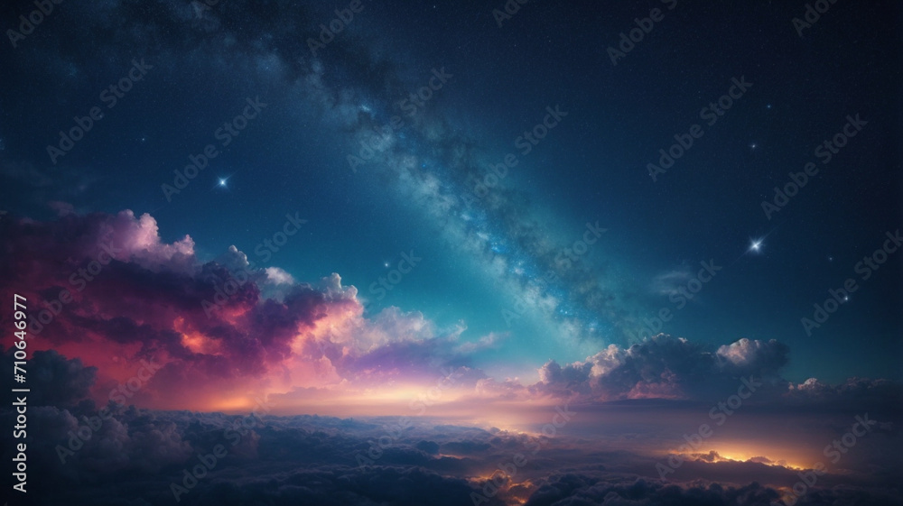 space night sky with cloud and star, abstract background. High quality photo