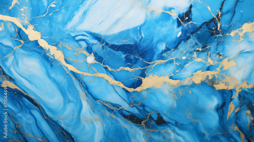 Intricate blue and gold marble abstract design