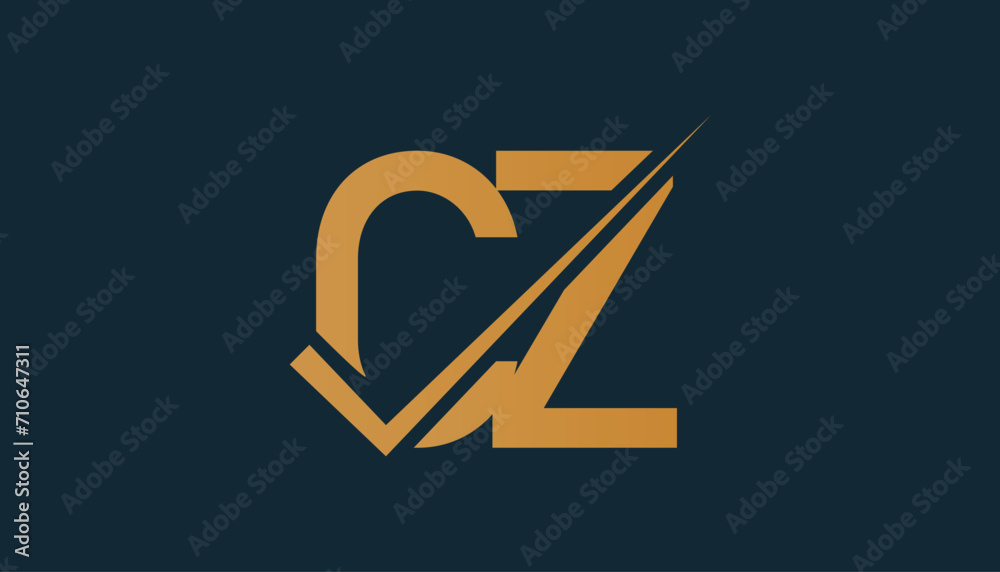 CZ Letter Logo Design Template Vector. Creative initials letter CZ logo concept. - obrazy, fototapety, plakaty 