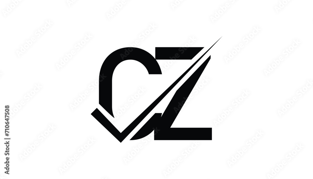 CZ Letter Logo Design Template Vector. Creative initials letter CZ logo concept. - obrazy, fototapety, plakaty 