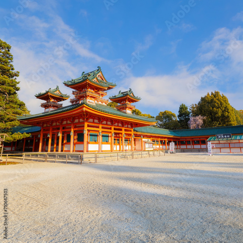 Heian Shrine built on the occasion of 1100th anniversary of the capital's foundation in Kyoto, dedicated to the spirits of the first and last emperors who reigned the city