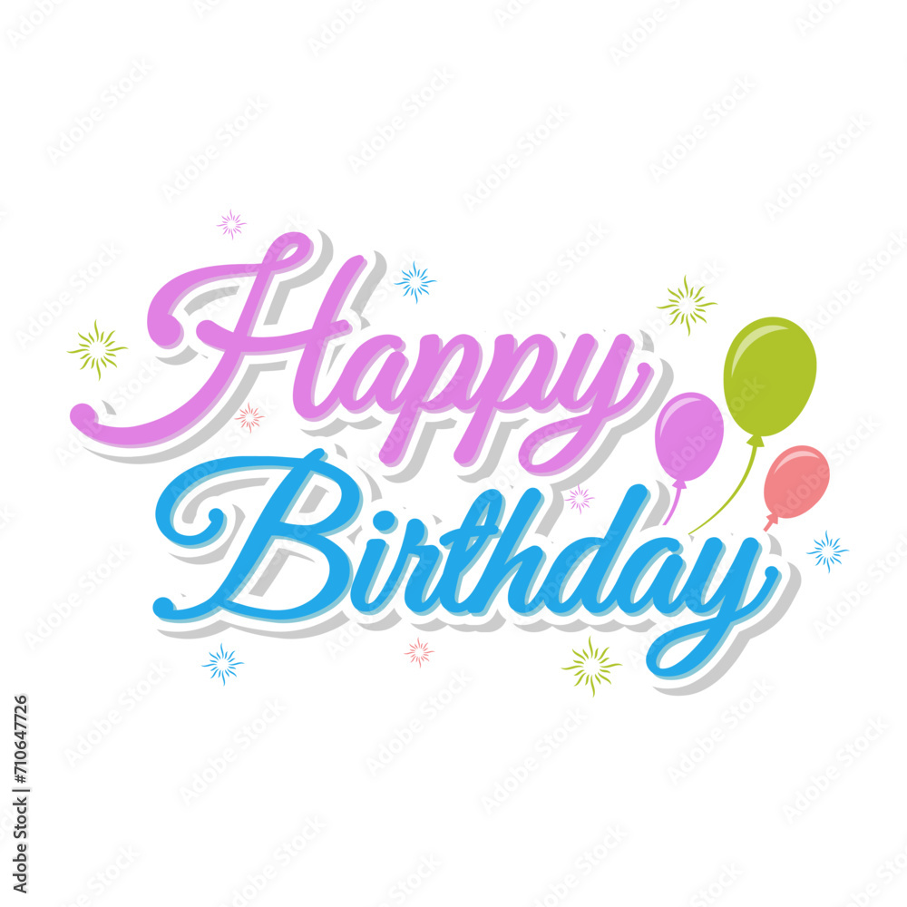 Happy birthday colorful lettering vector design