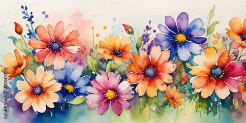  Watercolor Flowers Background generated by AI