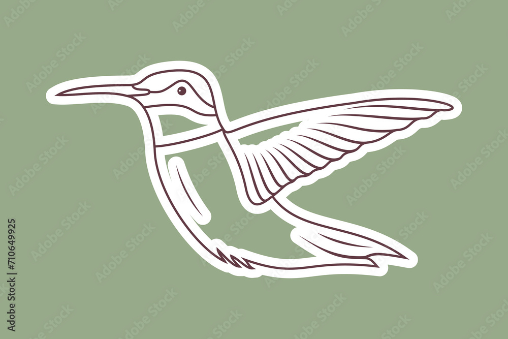 Obraz premium Modern colorful hummingbird sticker design logo. Abstract bird vector. Hummingbird colorful bird wing flying bird sticker design icon. 