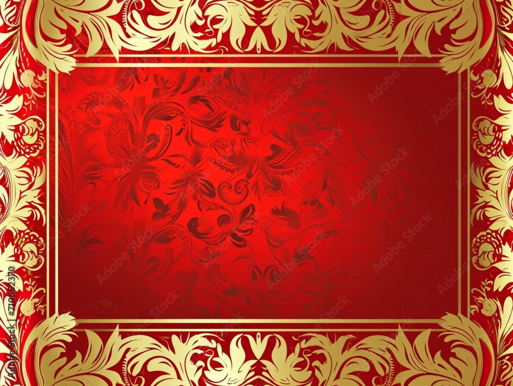red background with golden ornament