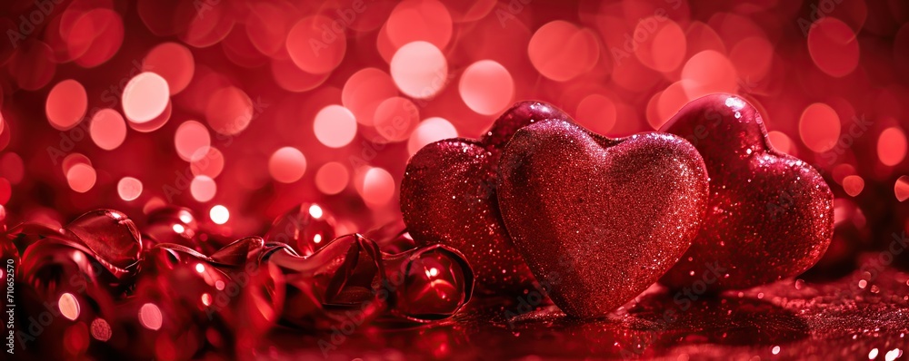 beautiful and sparkling red heart background
