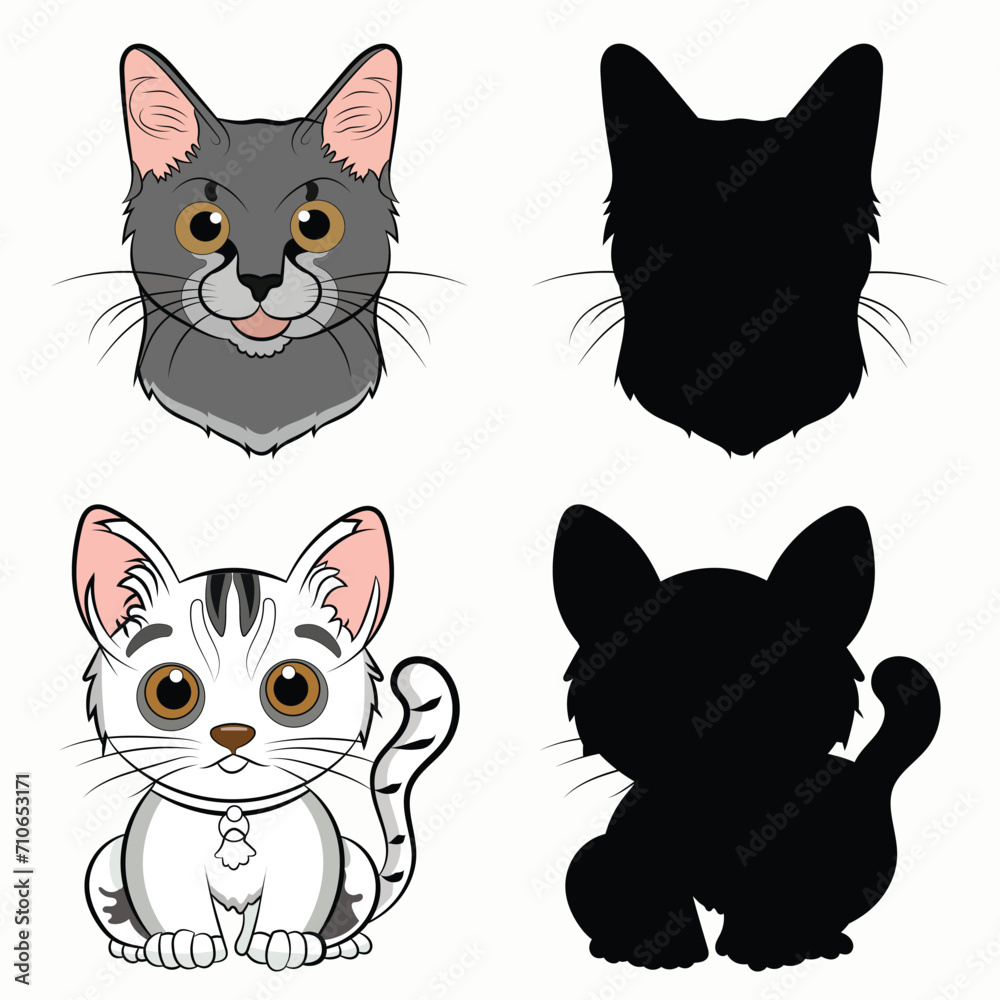 vector-drawn Cat mascot outline illustration