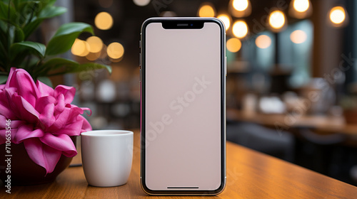 A blank screen smartphone on a table