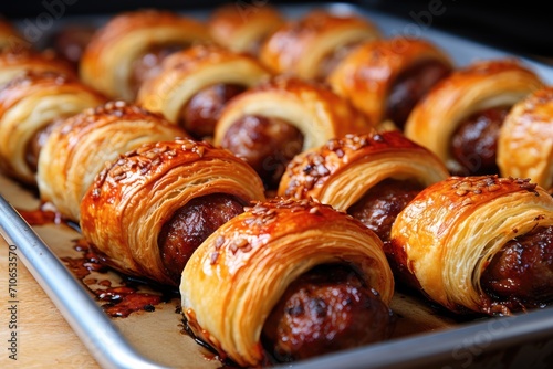 Flaky sausage rolls straight out of the oven