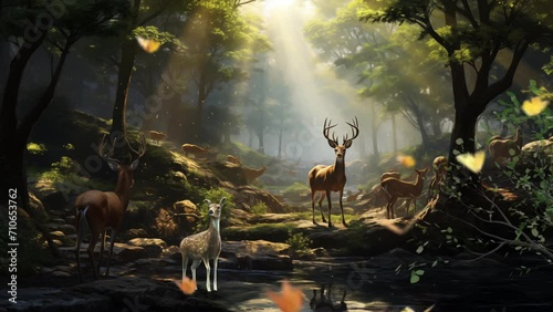 Deer groups hunting animation photo