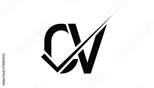 CV Letter Logo Design Template Vector. Creative initials letter CV logo concept.