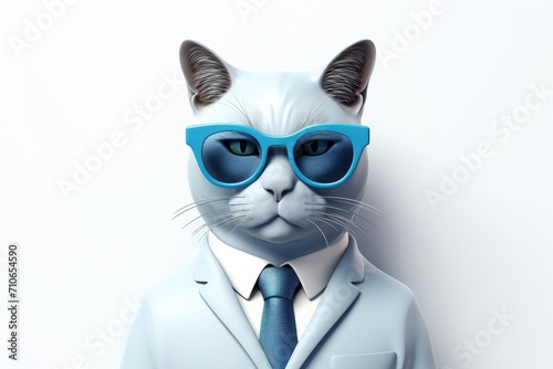 Close-up, 3d mockup of abstract cat with minimal background