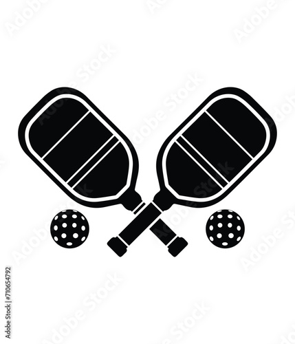 Pickleball Paddles and Ball Black Vector. You can use it as club logo, banner design etc.
