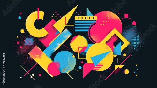 Abstract retro, Neo Memphis, Dadaism, Cubism, Surrealism, Collage, Minimal style. Decoration art background. Abstract geometric illustration background. Abstract templates for designs. 