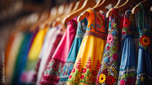 colorful shirts on hangers