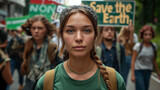 Portrait of a woman in full march to save the earth.