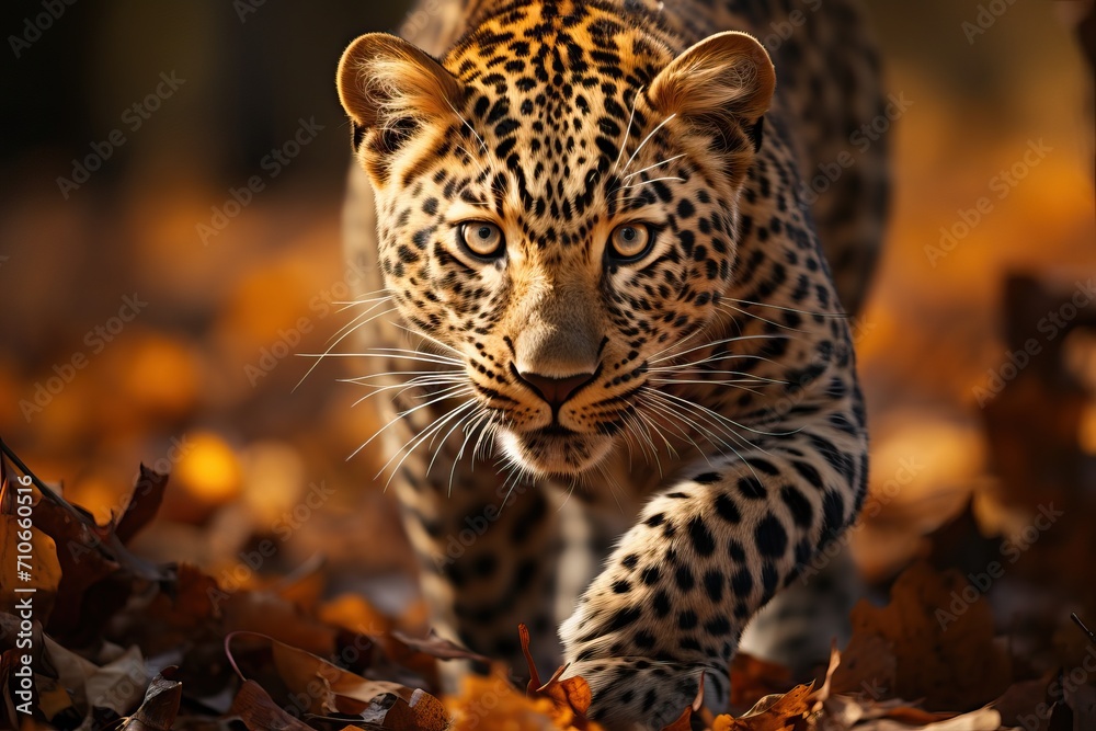 Close-up portrait of a young leopard. Close-up portrait of a young leopard.