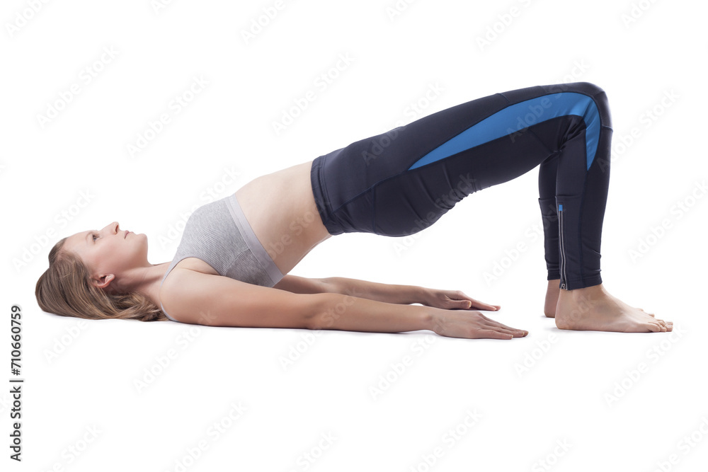 young woman doing yoga exercises. isolated studio photo young woman doing yoga exercises. isolated studio photo