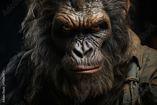 Close-up portrait of a gorilla in the wild. © Niko_Dali