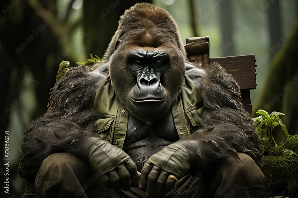 Close-up portrait of a gorilla in the wild. Close-up portrait of a gorilla in the wild.
