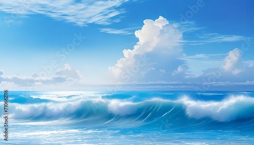 cloud sky blue morning more big wave sea illustration
