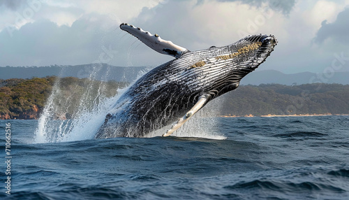 Humpback Whale Jumping Out of the Water photo