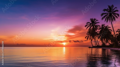beach tropical ocean background illustration paradise palm, waves sand, surf coral beach tropical ocean background © vectorwin