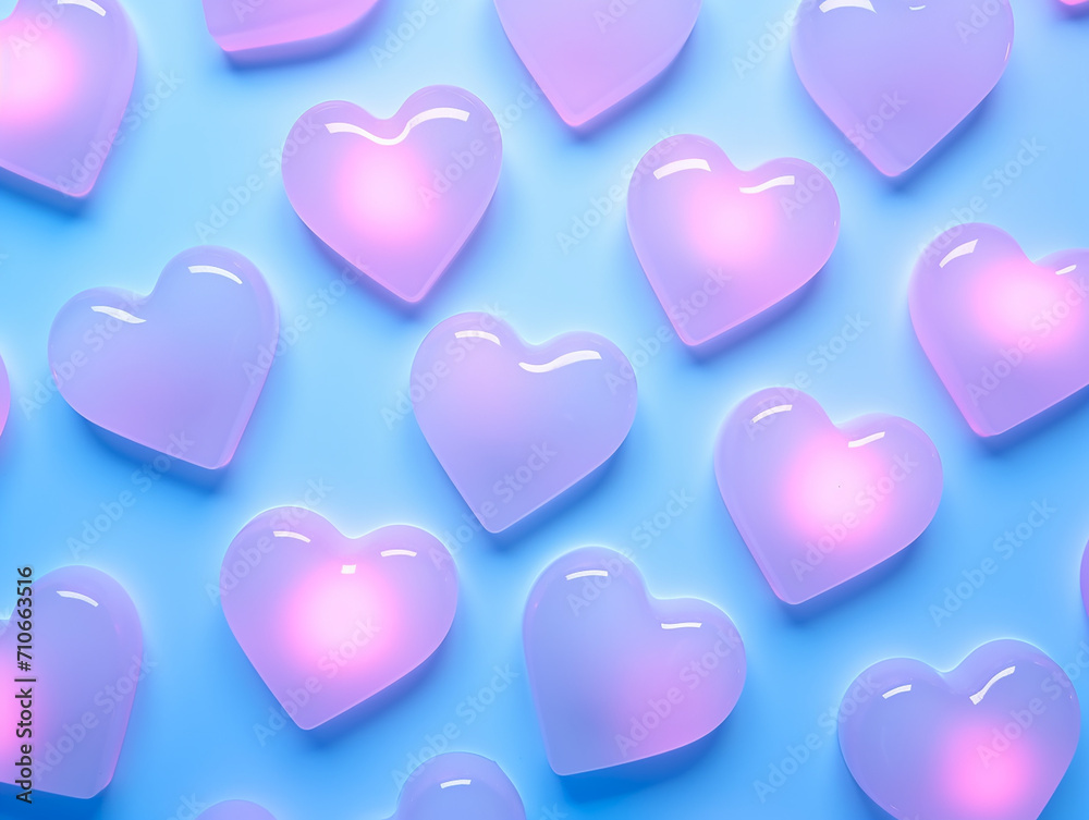 Neon hearts as a symbol of love on Valentine's Day