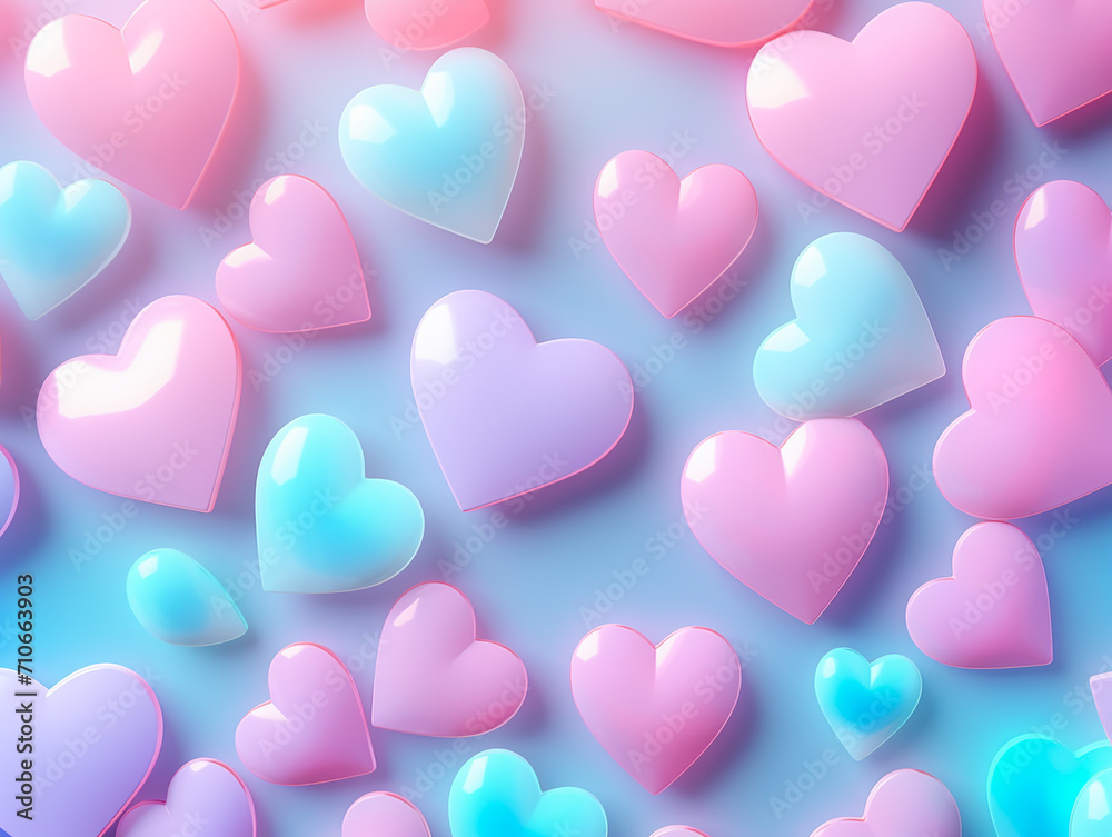 Neon hearts as a symbol of love on Valentine's Day