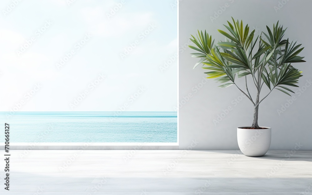 Indoor plant on white floor with empty concrete wall Indoor plant on white floor with empty concrete wall