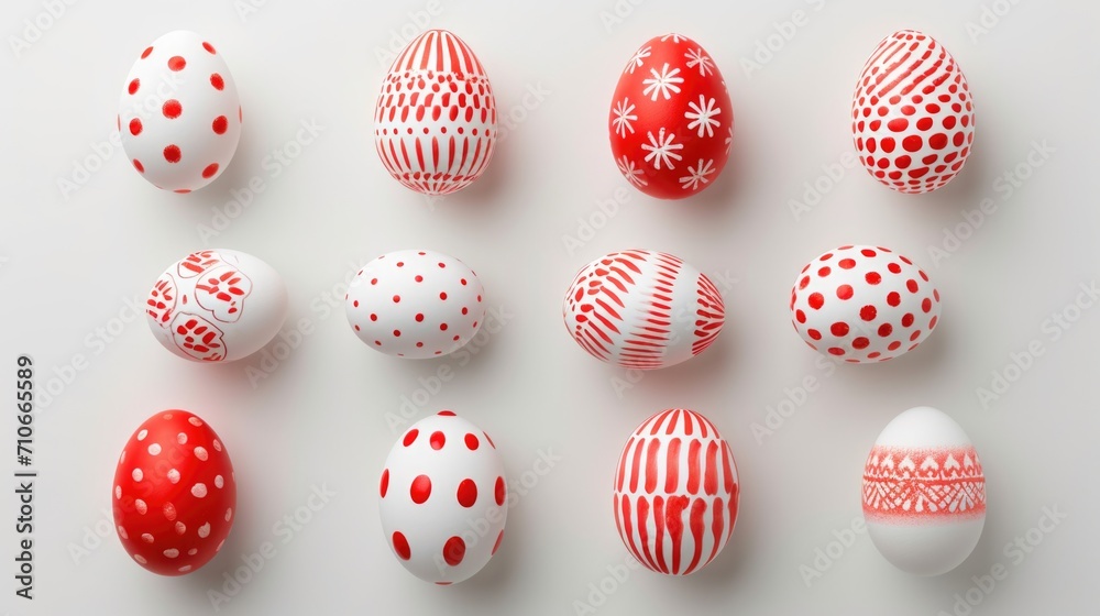 red and white Easter eggs, creating a sophisticated and festive ambiance