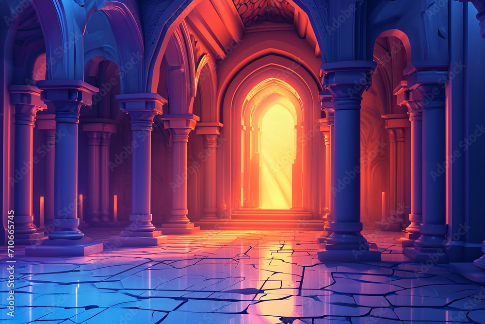 Fototapeta premium Game background 3d stylish architecture illustration