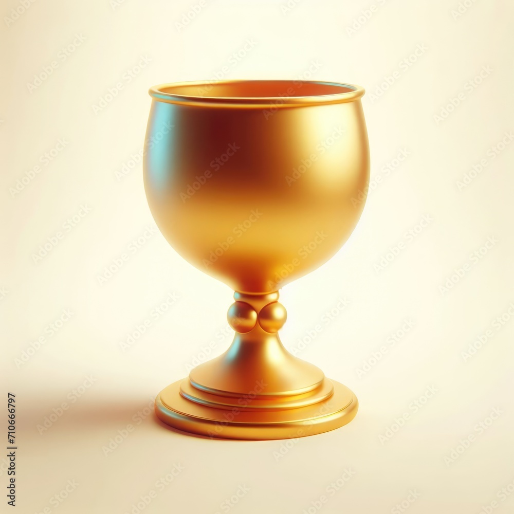Golden Trophy Bowl. 3D Cartoon Clay Illustration on a light background. Golden Trophy Bowl. 3D Cartoon Clay Illustration on a light background.