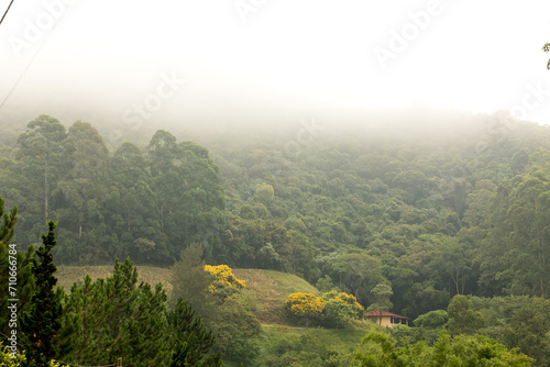 Serra do japi coberta por neblina localizada em Jundiaí interior de São Paulo.