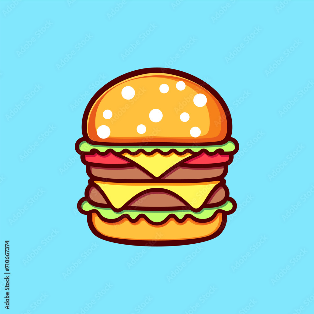 burger cartoon illustration. flat cartoon style