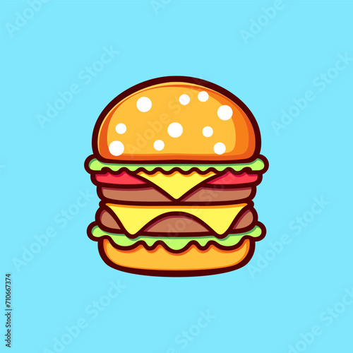 burger cartoon illustration. flat cartoon style