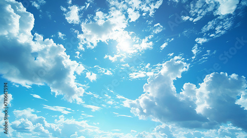 Beautyfull blue sky background, Beautyfull clouds in blue sky in summer day, generative ai 