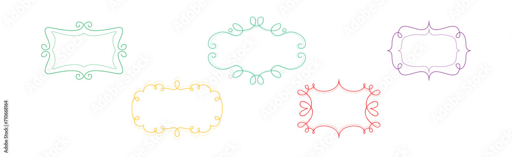 Decorative Shaped Frames with Swirling Line Vector Set Decorative Shaped Frames with Swirling Line Vector Set