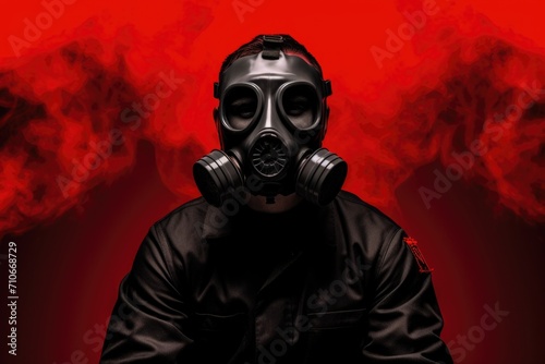 man in a gas mask Nuclear war © YamunaART