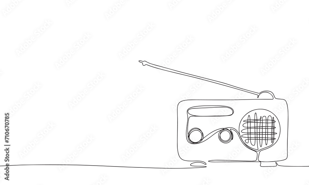 Radio one line continuous line. Line art retro radio outline, silhouette. Hand drawn vector art. Radio one line continuous line. Line art retro radio outline, silhouette. Hand drawn vector art.