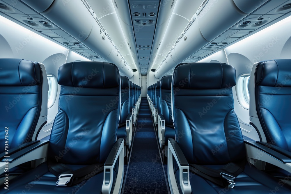 Empty business seats in a commercial plane
