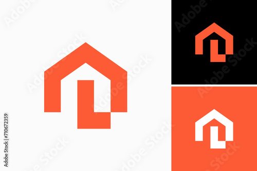 letter L with house Vector Logo Premium