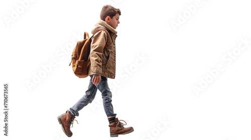 Young German Backpacker Walking Journey on a transparent background