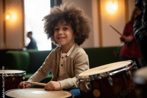 a young boy playing the drums
