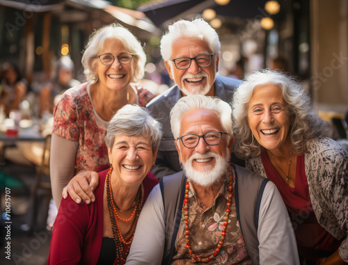 Group of elderly people-happy, smiling, having fun in retirement-Image generated by-AI