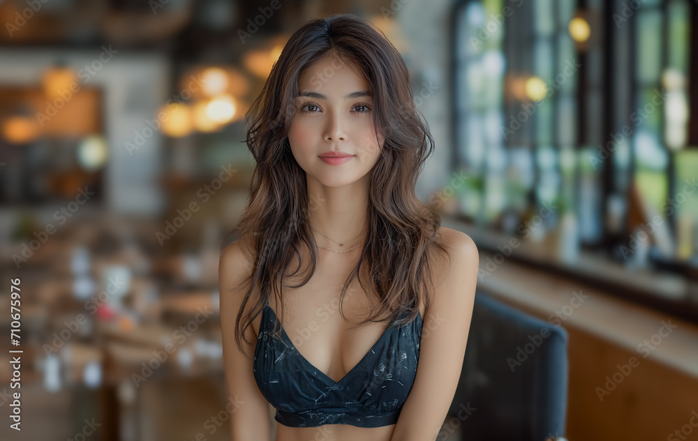 Portrait of a beautiful woman, model, portrait of a woman, image created by AI