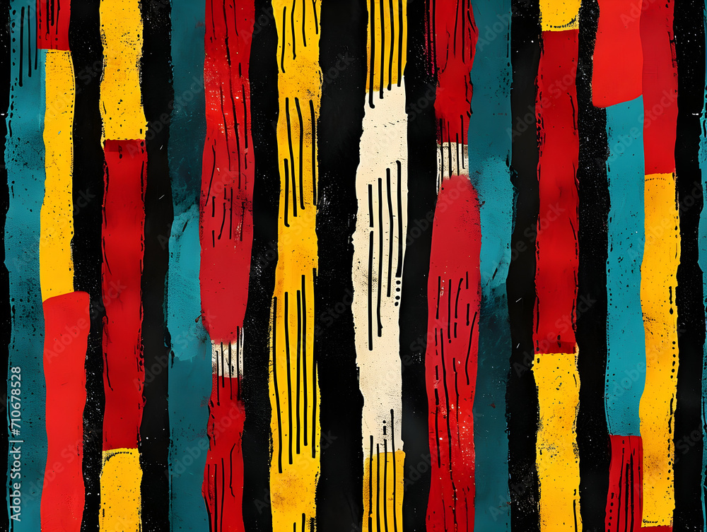 Abstract seamless pattern inspired by Kwanzaa, Black History Month, and Juneteenth celebrations. Great for fabric and textile designs, festive decorations, and cultural events.
